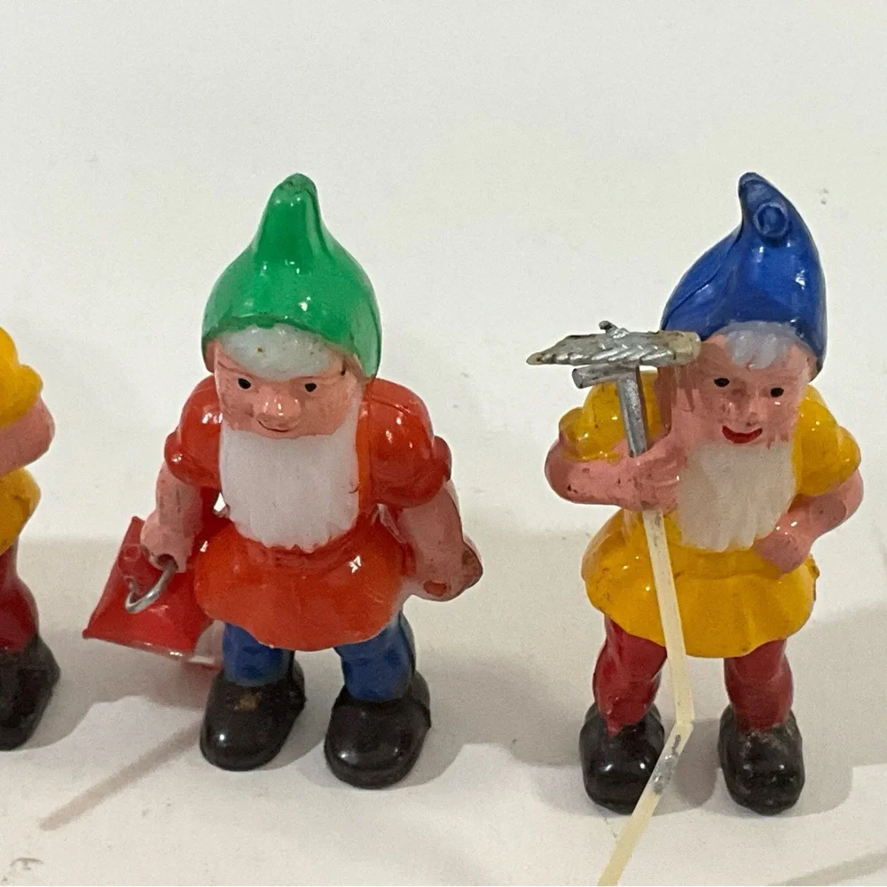 Vintage Snow White and Three Dwarves Cake Toppers Plastic